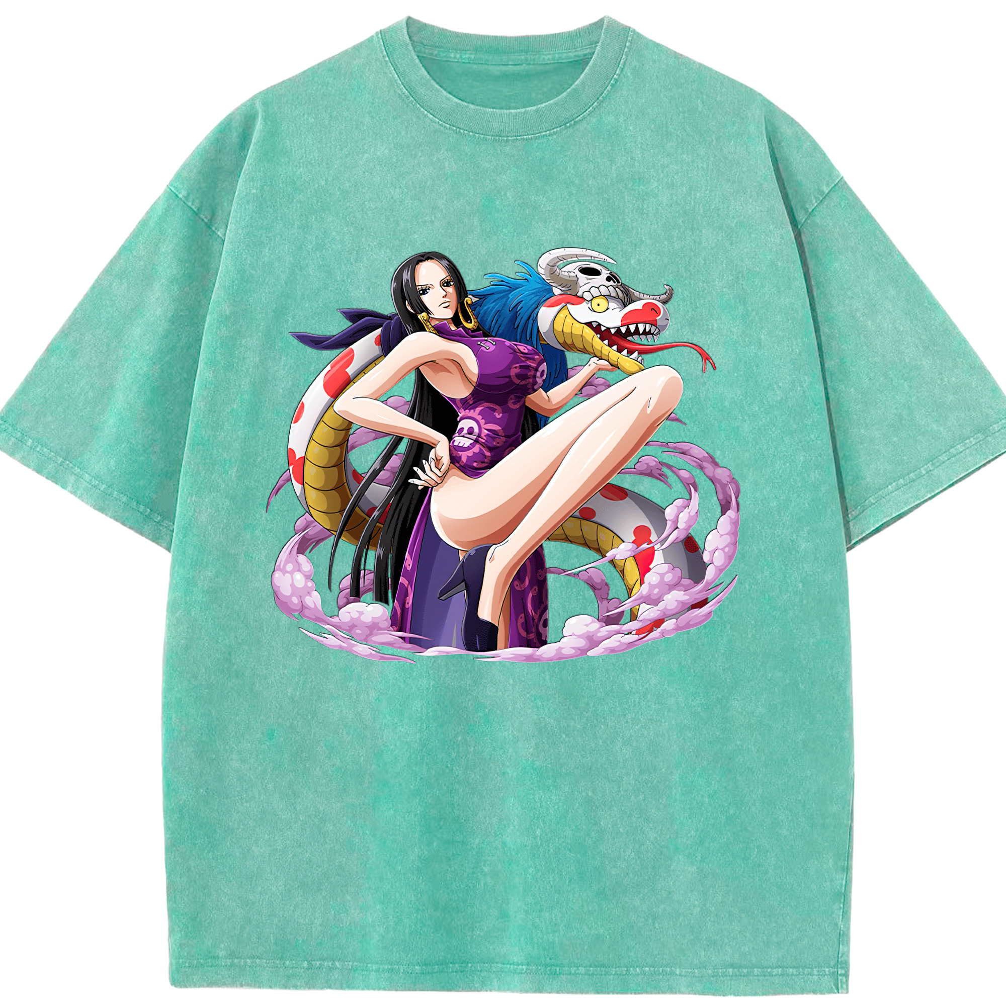 ワンピース ボア・ハンコック ONE PIECE Boa·Hancock 綿100% ヴィンテージ風 半袖Tシャツ（フロントプリント）